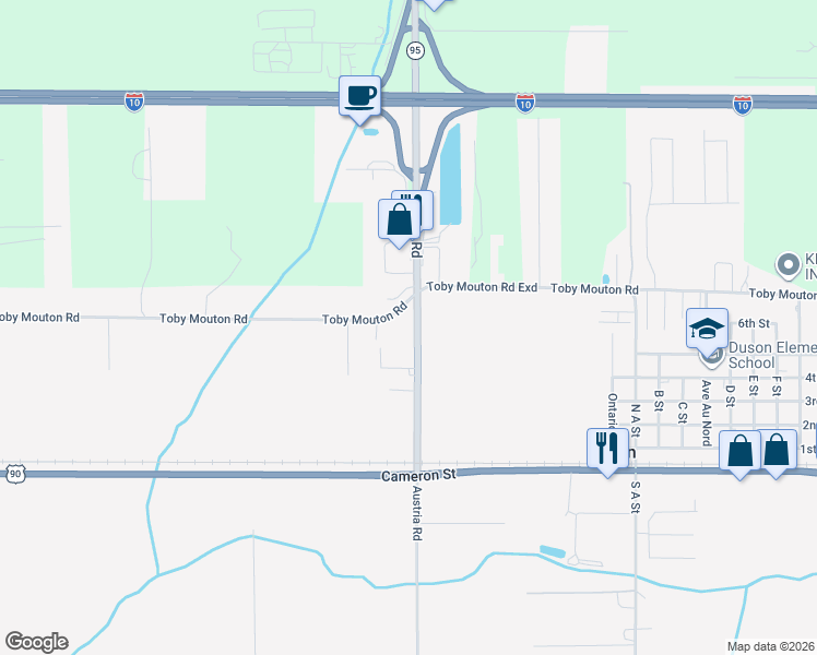 map of restaurants, bars, coffee shops, grocery stores, and more near 501-707 Austria Road in Duson