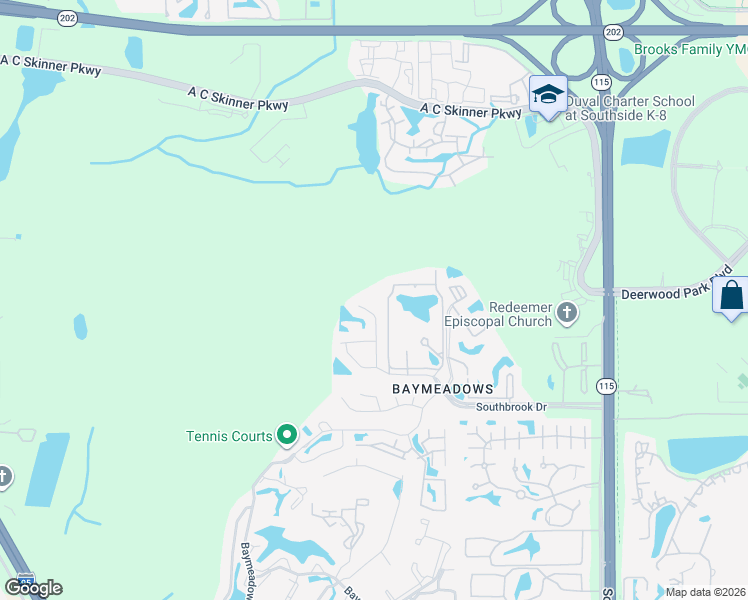 map of restaurants, bars, coffee shops, grocery stores, and more near 7409 Carriage Side Court in Jacksonville
