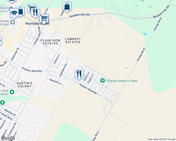 map of restaurants, bars, coffee shops, grocery stores, and more near 4623 Inicio Lane in Austin