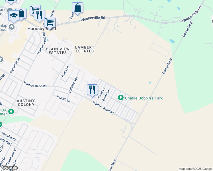 map of restaurants, bars, coffee shops, grocery stores, and more near 4623 Inicio Lane in Austin