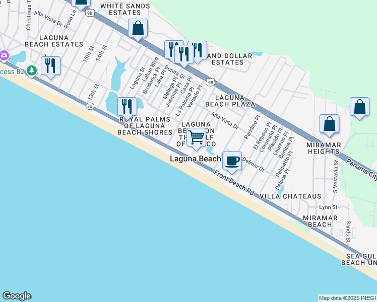 map of restaurants, bars, coffee shops, grocery stores, and more near in Laguna Beach
