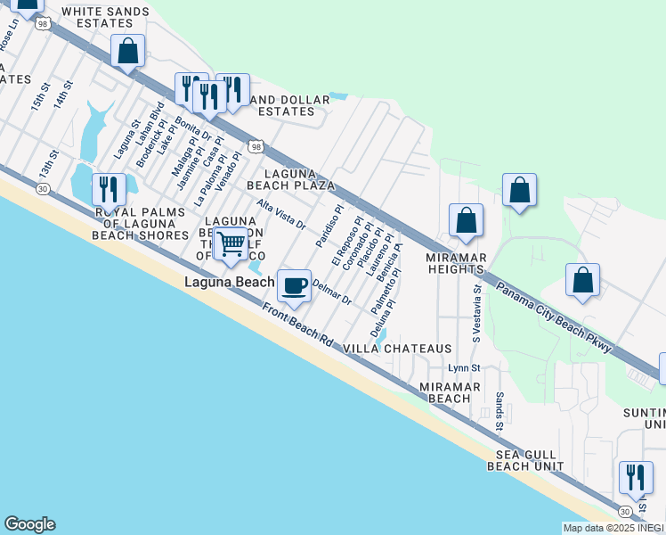 map of restaurants, bars, coffee shops, grocery stores, and more near 213 El Reposo Place in Panama City
