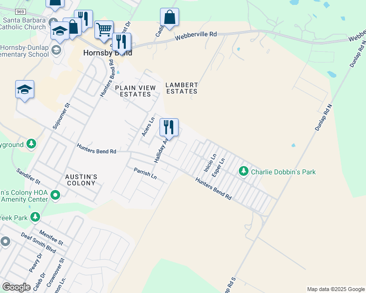 map of restaurants, bars, coffee shops, grocery stores, and more near 4525 Fifnella Way in Austin