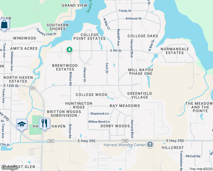 map of restaurants, bars, coffee shops, grocery stores, and more near 2401 12th Street in Lynn Haven