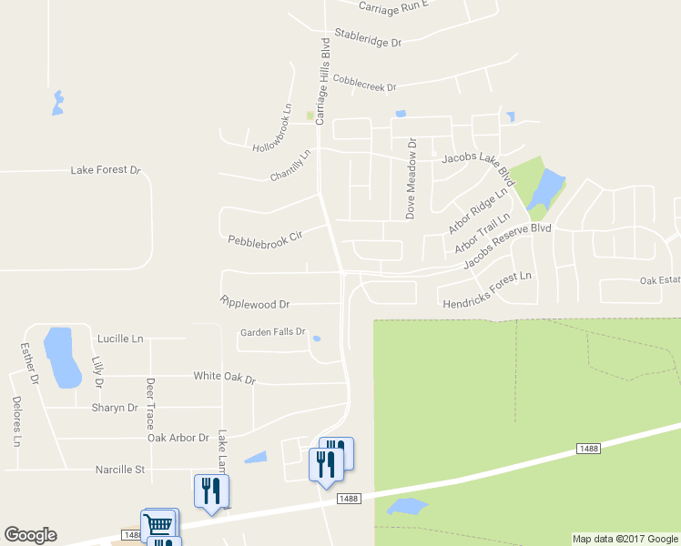 map of restaurants, bars, coffee shops, grocery stores, and more near 2436 Ripplewood Dr in Conroe