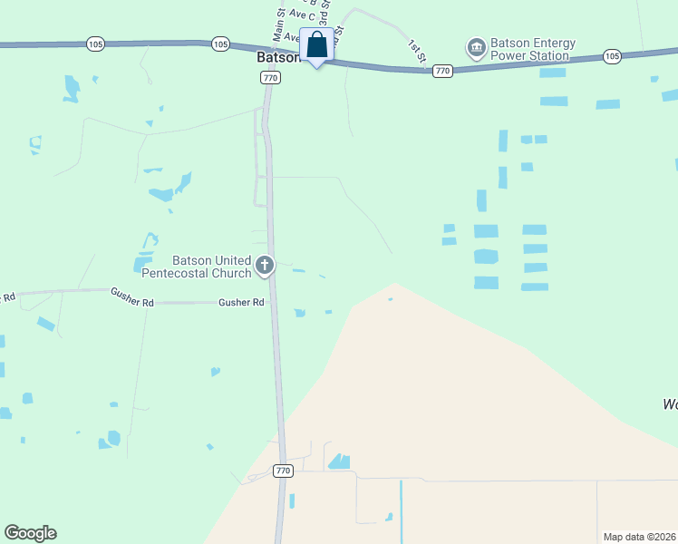 map of restaurants, bars, coffee shops, grocery stores, and more near 24257 Farm to Market Road 770 in Batson