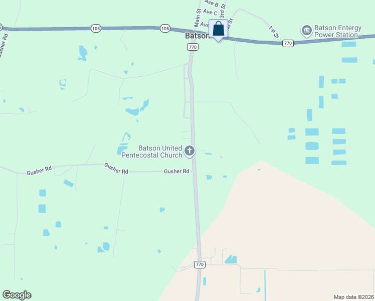 map of restaurants, bars, coffee shops, grocery stores, and more near Jordan Road in Batson