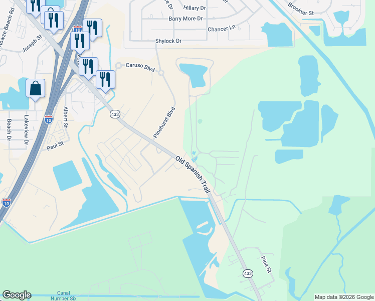 map of restaurants, bars, coffee shops, grocery stores, and more near 56010 Louisiana 433 in Slidell