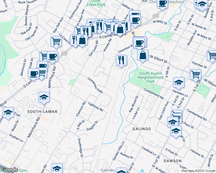 map of restaurants, bars, coffee shops, grocery stores, and more near 1500 Summer Creek Drive in Austin