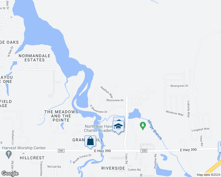 map of restaurants, bars, coffee shops, grocery stores, and more near 137 North Shoreview Drive in Panama City