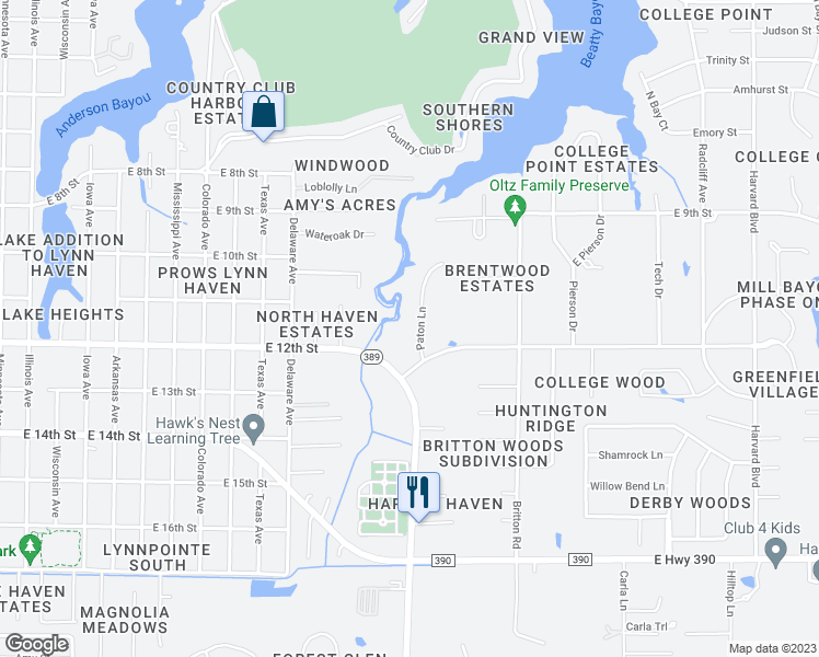map of restaurants, bars, coffee shops, grocery stores, and more near 1112 Paton Lane in Lynn Haven