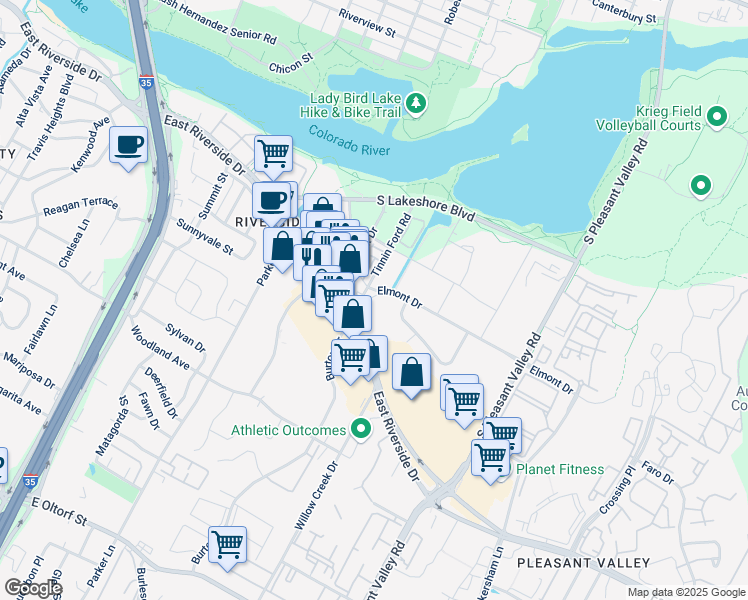 map of restaurants, bars, coffee shops, grocery stores, and more near 1514 Tinnin Ford Road in Austin
