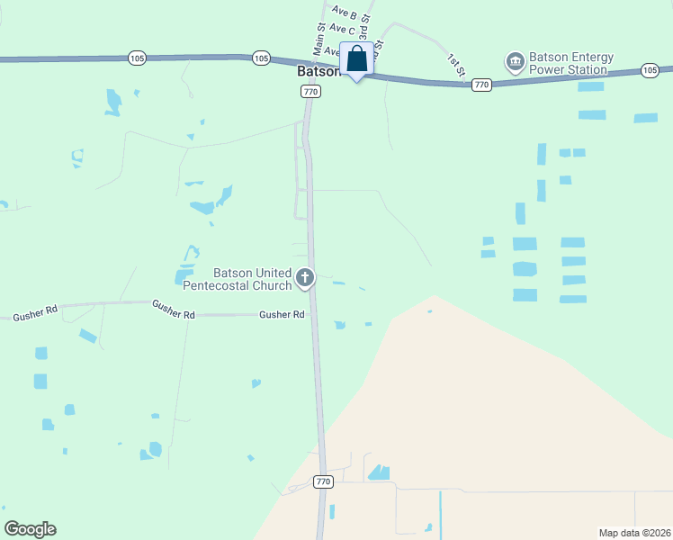 map of restaurants, bars, coffee shops, grocery stores, and more near 24257 Farm to Market Road 770 in Batson
