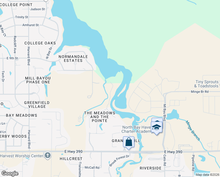 map of restaurants, bars, coffee shops, grocery stores, and more near 404 Meadowview Terrace in Lynn Haven