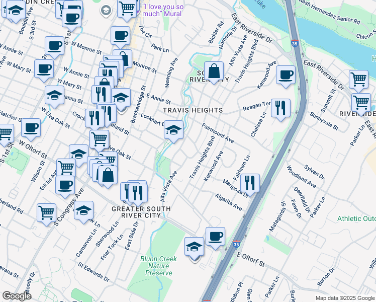 map of restaurants, bars, coffee shops, grocery stores, and more near 806 Rosedale Terrace in Austin