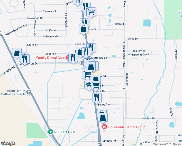 map of restaurants, bars, coffee shops, grocery stores, and more near 819 South Main Street in Lumberton