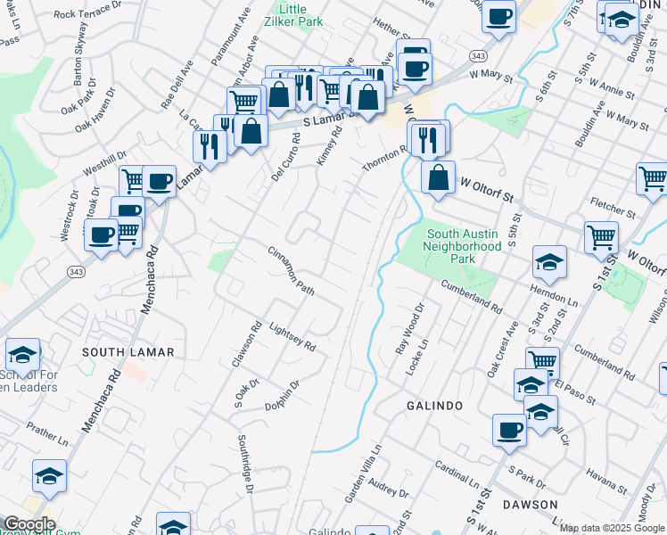 map of restaurants, bars, coffee shops, grocery stores, and more near 1500 Summer Creek Drive in Austin