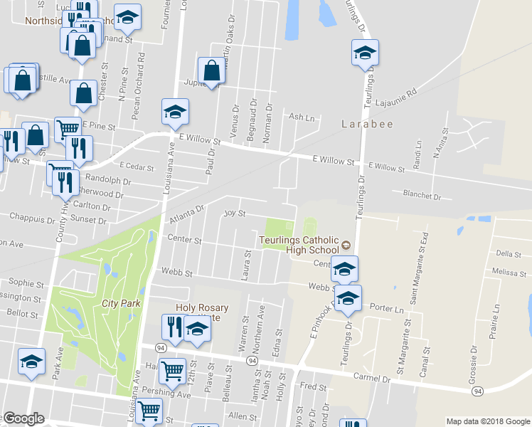 map of restaurants, bars, coffee shops, grocery stores, and more near 313 Joy Street in Lafayette