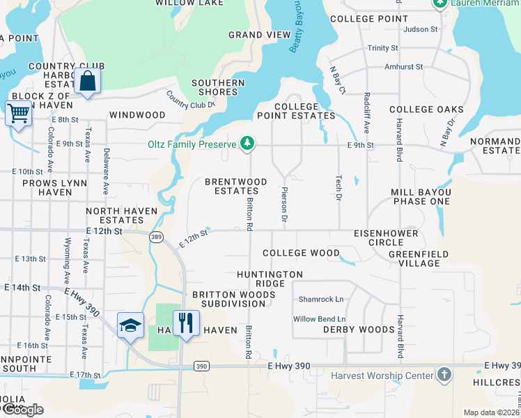 map of restaurants, bars, coffee shops, grocery stores, and more near 1103 Britton Road in Lynn Haven