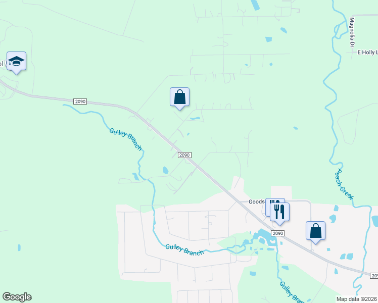 map of restaurants, bars, coffee shops, grocery stores, and more near 24677 Farm to Market Road 2090 in Splendora