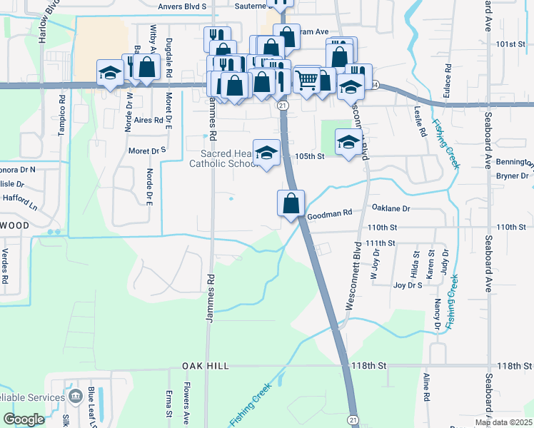 map of restaurants, bars, coffee shops, grocery stores, and more near 5888 Blanding Boulevard in Jacksonville