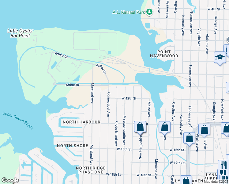 map of restaurants, bars, coffee shops, grocery stores, and more near 1115-1119 Connecticut Avenue in Lynn Haven