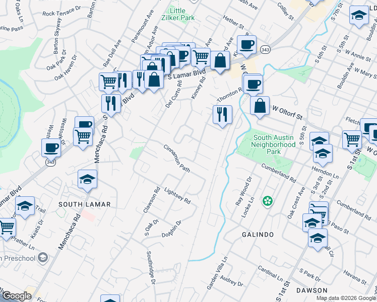 map of restaurants, bars, coffee shops, grocery stores, and more near 1603 Summer Creek Court in Austin