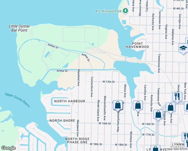 map of restaurants, bars, coffee shops, grocery stores, and more near 1115 Connecticut Avenue in Lynn Haven