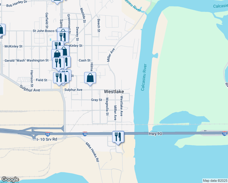 map of restaurants, bars, coffee shops, grocery stores, and more near in Westlake