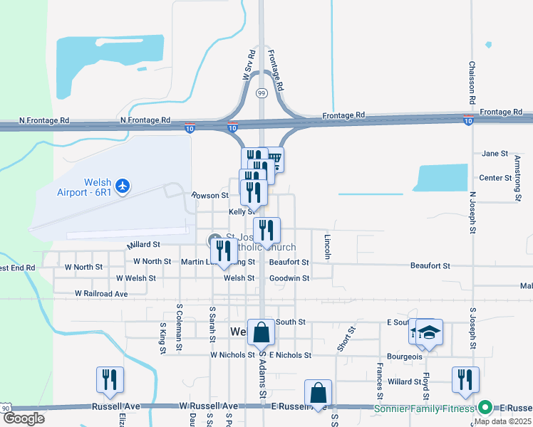 map of restaurants, bars, coffee shops, grocery stores, and more near 100-198 Bowers Street in Welsh