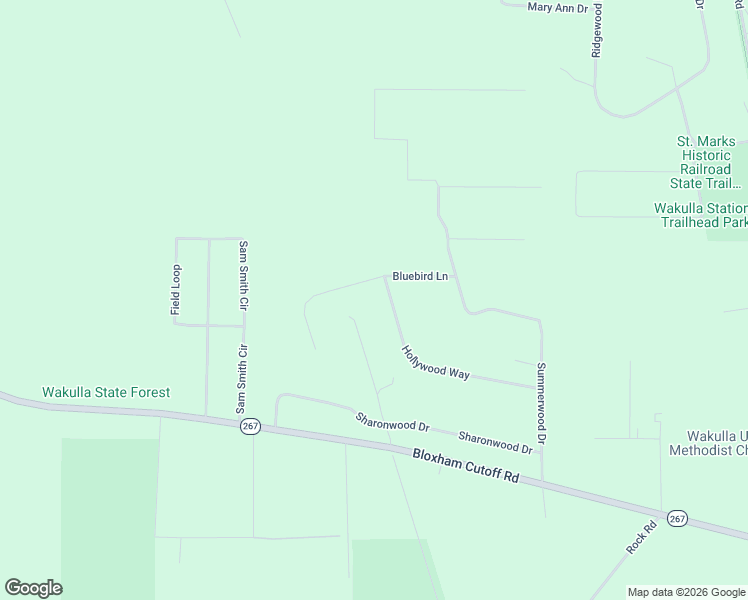 map of restaurants, bars, coffee shops, grocery stores, and more near 89 Bluebird Lane in Crawfordville