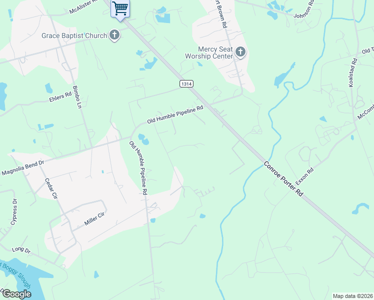 map of restaurants, bars, coffee shops, grocery stores, and more near 14579 Brooks Road in Conroe