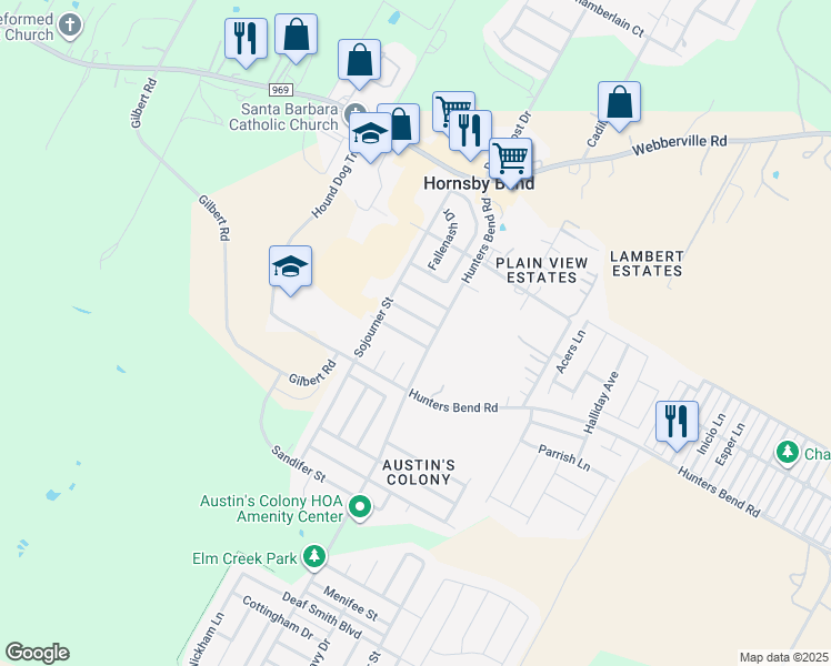 map of restaurants, bars, coffee shops, grocery stores, and more near 14306 Rosseau Street in Austin