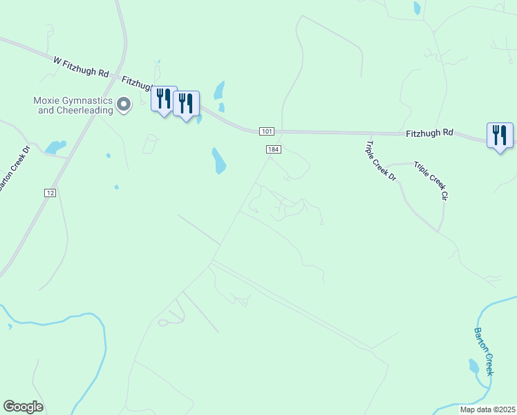 map of restaurants, bars, coffee shops, grocery stores, and more near 12665 Silver Creek Road in Dripping Springs