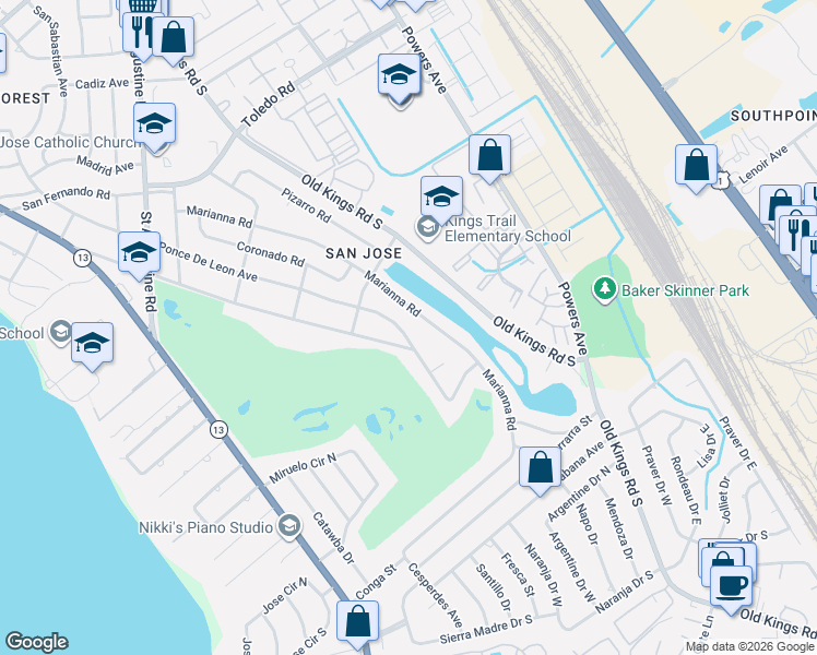 map of restaurants, bars, coffee shops, grocery stores, and more near 3969 Marianna Road in Jacksonville