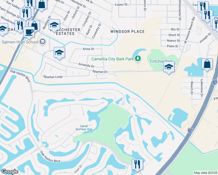 map of restaurants, bars, coffee shops, grocery stores, and more near 285 Cypress Lakes Drive in Slidell