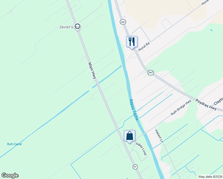 map of restaurants, bars, coffee shops, grocery stores, and more near 1007 Layton Drive in Breaux Bridge