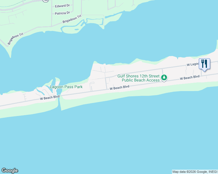 map of restaurants, bars, coffee shops, grocery stores, and more near 1488 West Beach Boulevard in Gulf Shores