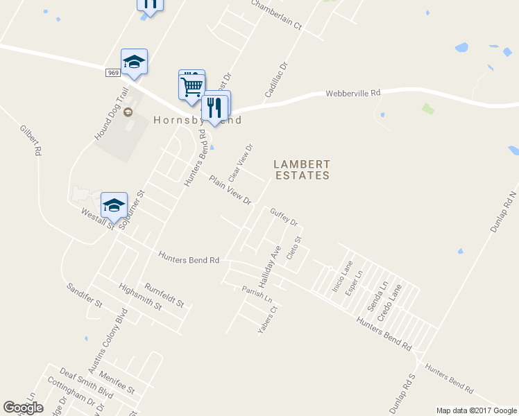 map of restaurants, bars, coffee shops, grocery stores, and more near 4616 Acers Lane in Austin