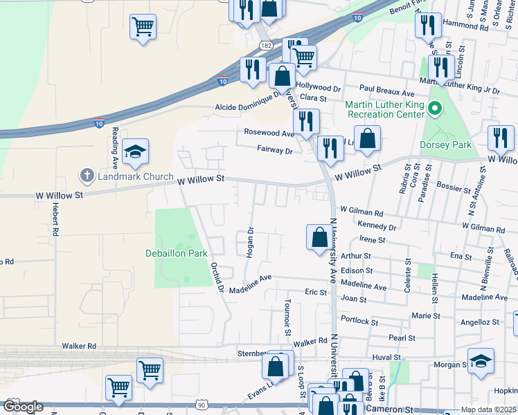 map of restaurants, bars, coffee shops, grocery stores, and more near 113 Calhoun Circle in Lafayette