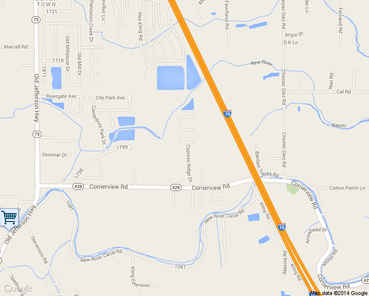 map of restaurants, bars, coffee shops, grocery stores, and more near 12105 Cypress Ridge Dr in Geismar