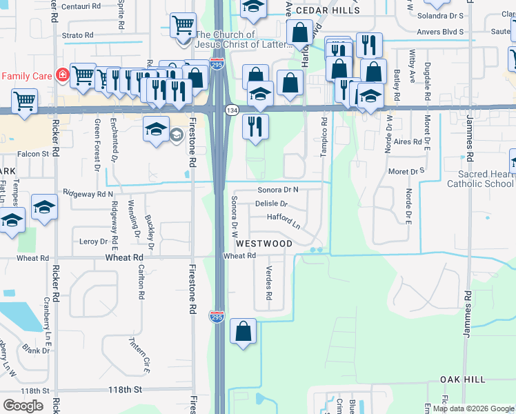 map of restaurants, bars, coffee shops, grocery stores, and more near 7028 Delisle Drive in Jacksonville