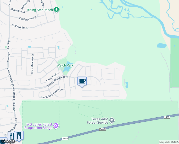 map of restaurants, bars, coffee shops, grocery stores, and more near 918 Holly Chapple Drive in Conroe