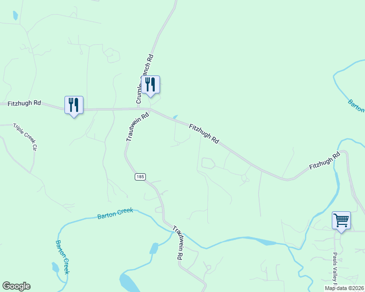 map of restaurants, bars, coffee shops, grocery stores, and more near 15000 Fitzhugh Road in Austin