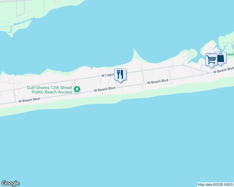 map of restaurants, bars, coffee shops, grocery stores, and more near 1203 West Beach Boulevard in Gulf Shores