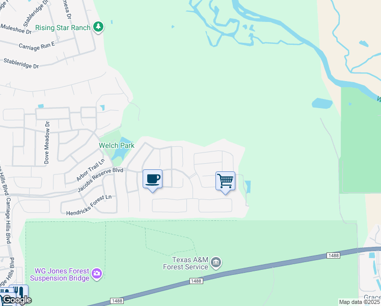map of restaurants, bars, coffee shops, grocery stores, and more near 927 Pine Knoll Court in Conroe