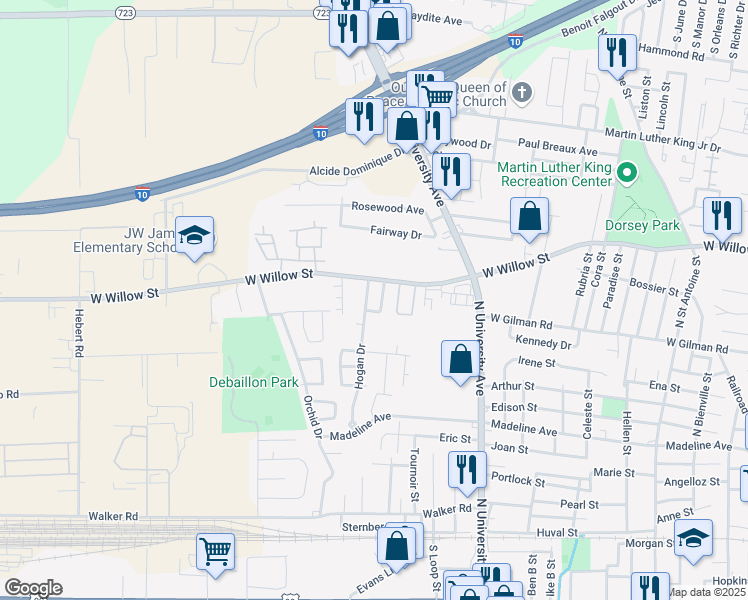 map of restaurants, bars, coffee shops, grocery stores, and more near 113 Calhoun Circle in Lafayette