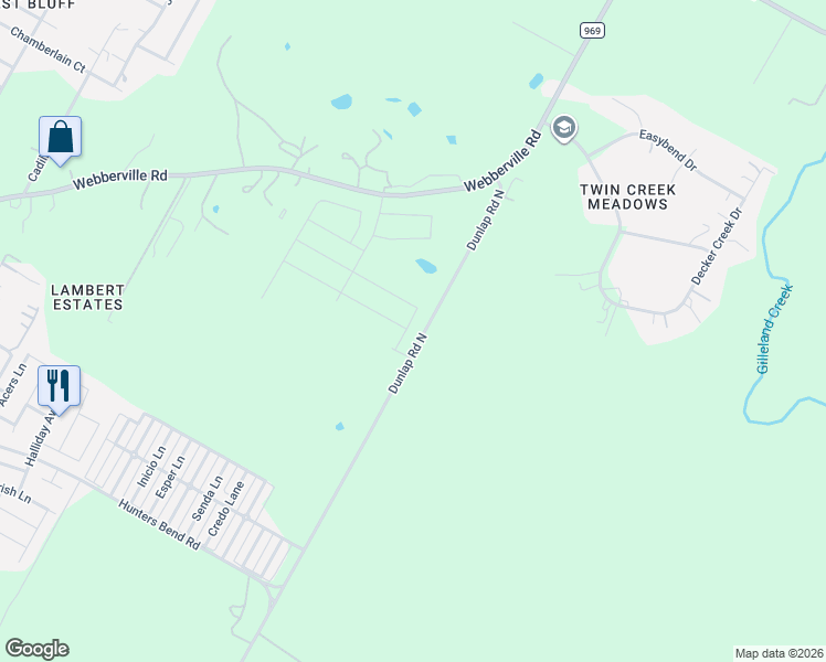 map of restaurants, bars, coffee shops, grocery stores, and more near 4620-5798 Dunlap Road North in Austin