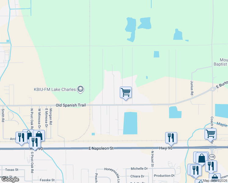 map of restaurants, bars, coffee shops, grocery stores, and more near 500-1198 Lynnwood Avenue in Sulphur