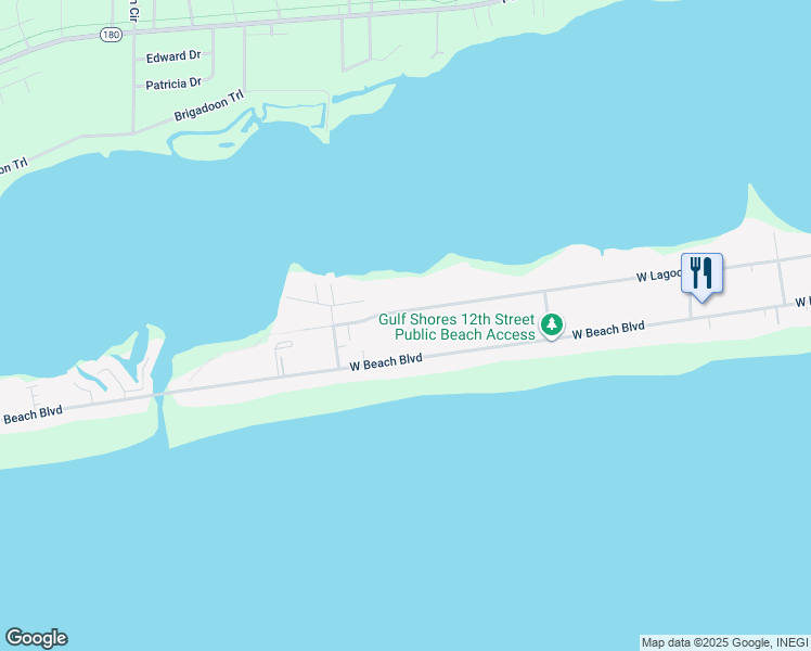 map of restaurants, bars, coffee shops, grocery stores, and more near 1421A West Lagoon Avenue in Gulf Shores